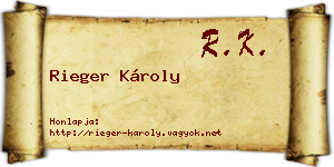 Rieger Károly névjegykártya